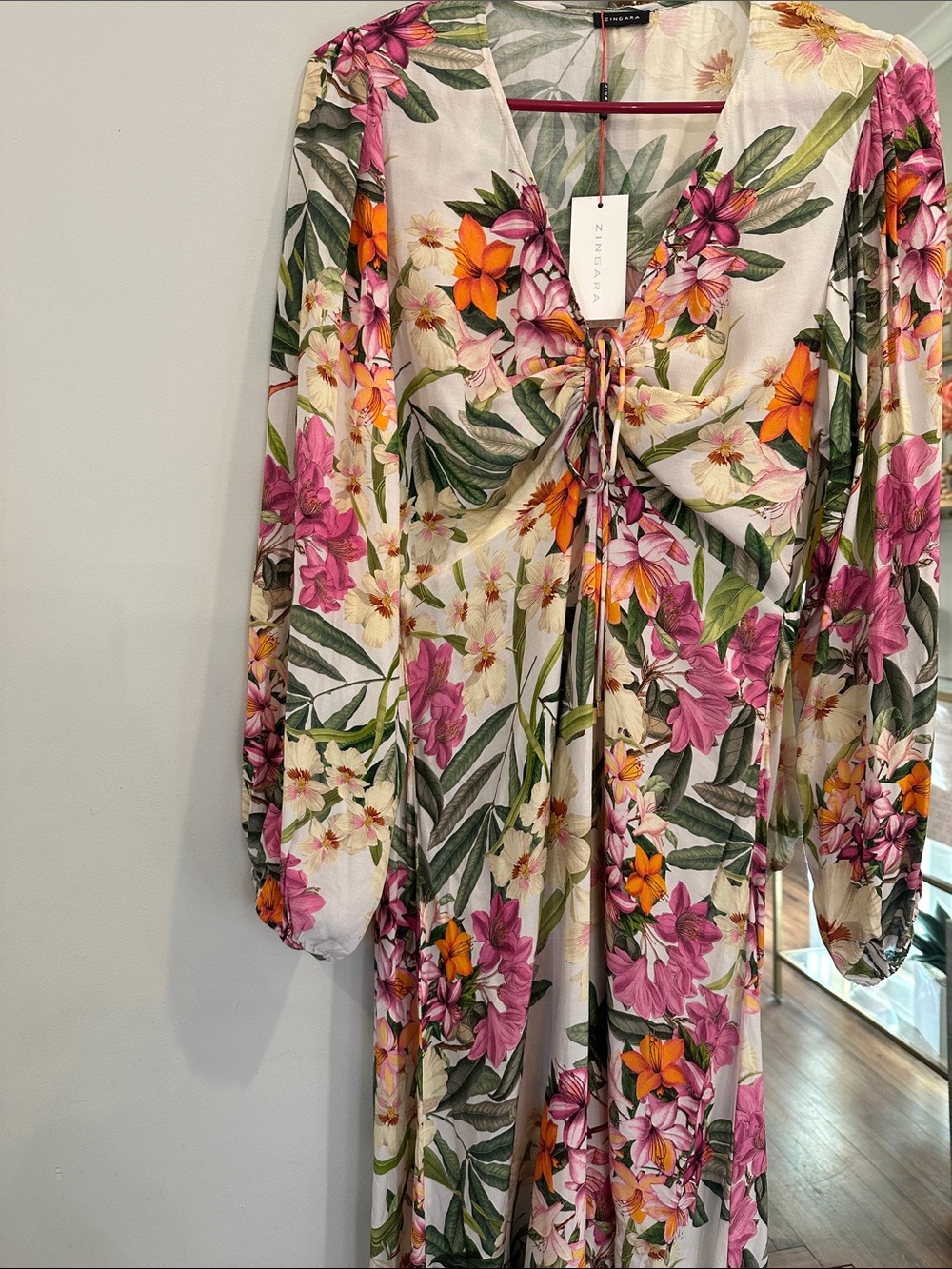 Floral Tie-Front Maxi Jumpsuit - Pink & Green